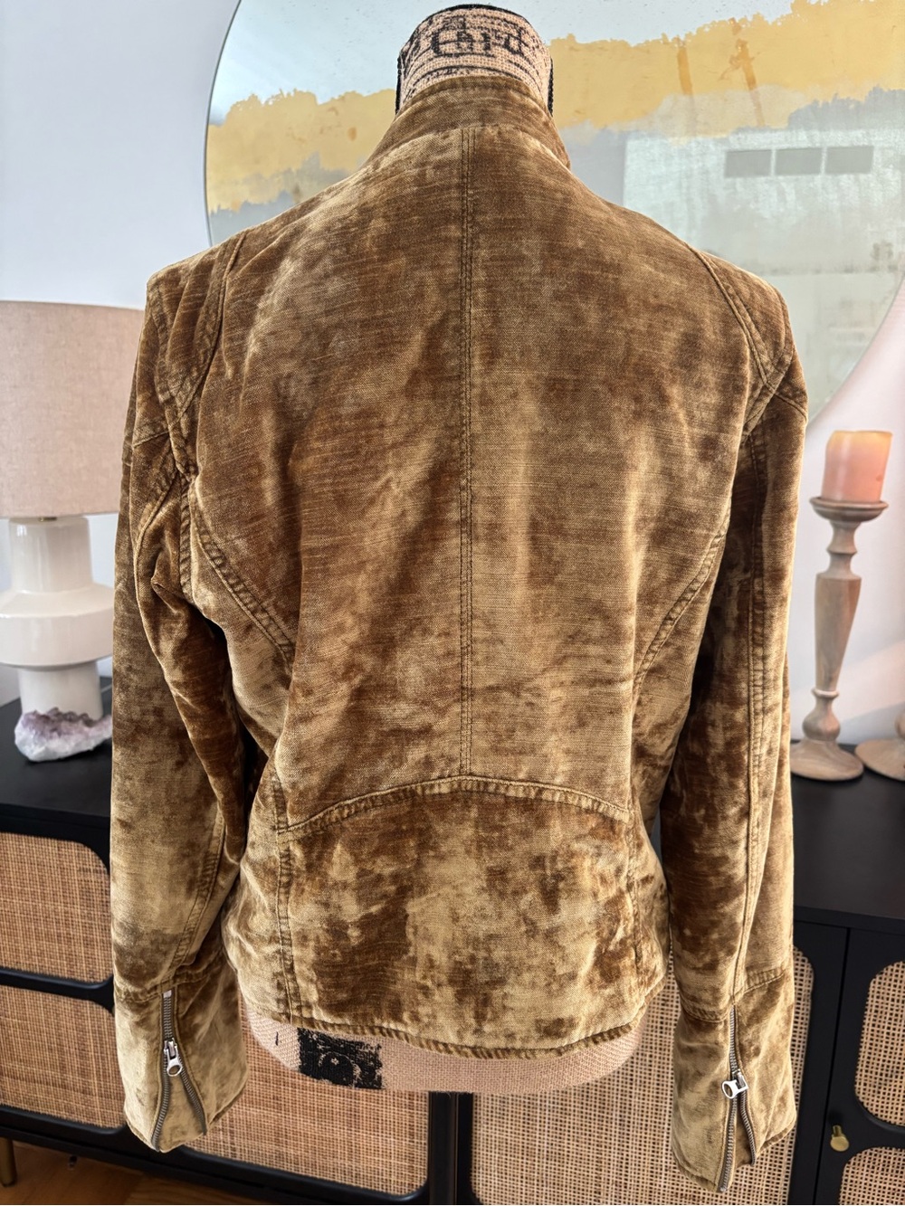 Free People Golden Brown Velvet Moto Bomber Jacket - Picture 5 of 9